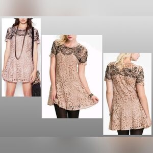 Free People Pink Beautiful Dreamer Blush Lace Tunic Dress